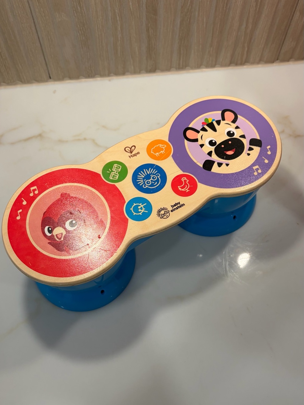 Hape Kids' Animal Rhythm Double Drum Toy - Red & Purple